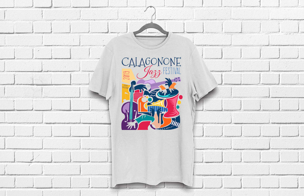 calagonone jazz festival la grafica del 2019 per la t-shirt bianca