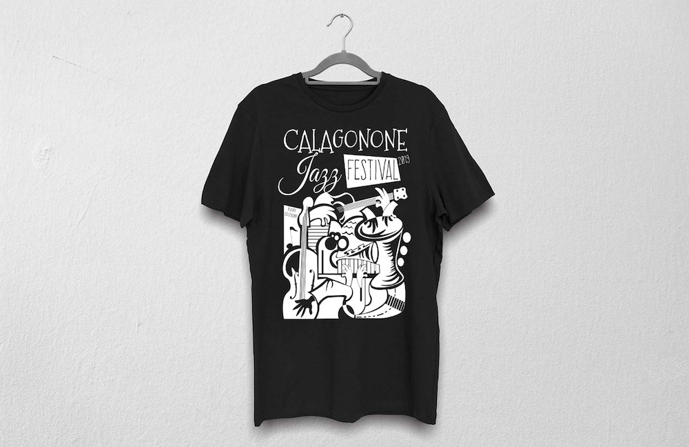 calagonone jazz festival la grafica del 2019 per t-shirt nera